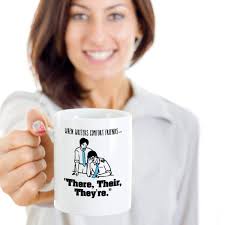 Writers Funny Grammar There Their They're Gift Mug