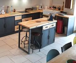 Industrial Kitchen Central Island 4 Steel Doors 2 Solid Wood Drawers Industrial Kitchen Island Kitchen Design Small Industrial Kitchen Design