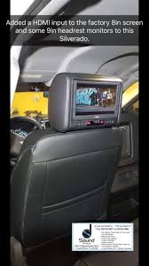 Pin By Sound Decisions On Added A Hdmi Input To The Factory 8in Screen And Some 9in Headrest Monitors To This Silverado Headrest Car Seats Monitor