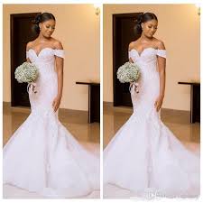 2020 African Mermaid Wedding Dresses With Over Train Sheer Neck Long Sleeve Sweep Train Garden Country Chapel Bridal Gowns Plus Size Short White Wedding Dresses Lace Mermaid Wedding Dress Black Wedding