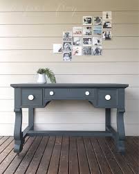 Desk In Slate Gray Chalk Style Paint Gray Painted Furniture Painted Furniture Painted Tv Stand