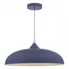 Kae0123 Kaelan Single Light Ceiling Pendant In Blue Finish With White Inner Ceiling Pendant Lights Ceiling Lights Ceiling Pendant