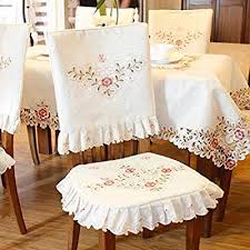 Jh Tablecloths Pink Flower Embroidered Light Yellow Spring Floral Chair Back Cover And Cus Slipcovers For Chairs Chair Back Covers Dining Room Chair Slipcovers