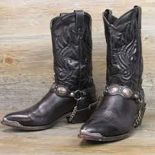 Men S Black Conch Harness Biker Cowboy Boots Size 9 Ee Boots Mens Cowboy Boots Cowboy Boots
