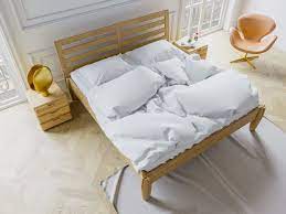 metaalvrij bed pure in massief geolied eikenhout van hoss bedkader bed opmaken gestoffeerde bedden