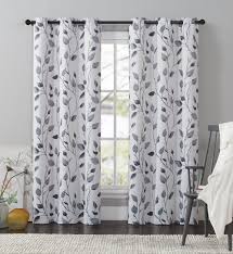 Black And Ivory Curtains Amazon Com Vcny Leaf Printed Blackout Panel 40 X 84 Ivory Black Kitchen Dining Panel Curtains Leaf Curtains Curtains