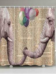 Newspaper Elephant Printed Bathroom Curtain Elephant Print Bathroom Curtains Elephant