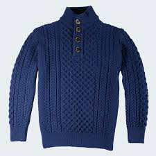 the original aran company blue high collar sweater