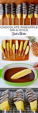 Chocolate Pineapple On A Stick Recipe From Justataste Com Recipe Summer Fruit Pineapple Recipes Fruit Recipes Yummy Food
