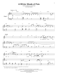 A whiter shade of pale is the debut song by the british band procol harum, released 12 may 1967. A Whiter Shade Of Pale Sheet Music Procol Harum Keyboard Transcription