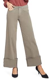 NYDJ Teresa Cuff Wide Leg Jeans in Ripe Olive