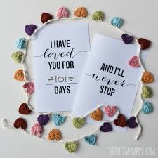 Printable anniversary card for wife. I Have Loved You For This Many Days Free Valentine Or Anniversary Card Printable The Diy Mommy
