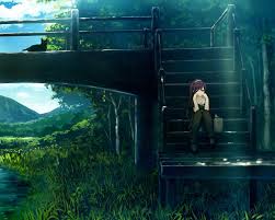 1280x1024 Wallpaper Monogatari Girl Landscape Anime Scenery Anime Scenery Wallpaper Scenery Wallpaper