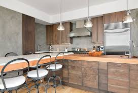 Modern Kitchen With Capri Cabinet Door Flush Light Kitchen Island Benson Pendant 13 Limestone Counters Flush Modern Kitchen Kitchen Design Home