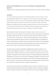 Pdf Debates About Knowledge And The Curriculum Some Implications For Geography Education