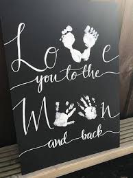Love You To The Moon And Back Sign New Baby Gift Baby Hand Prints Nursery Decor Nursery Wall Decor Nursery Print Bab Baby Handprint Diy Baby Stuff Crafts