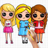 Set cute smiling fashion girls in pink, white and blue skirts and shirts. How To Draw Cute Girls Drawing Girl Step By Step 5 0 16 Apks Com Fatstudio Howtodrawcutegirls Apk Download