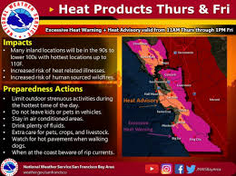 Thursday and continues until 1 p.m. Excessive Heat Warning Issued Sonoma County Temps Set To Soar