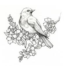 Bird On Branch Drawing Painting Girls Apple Blossoms Picking Flowers Google Search Pencil Drawings Of Flowers Bird Drawings Bird Sketch