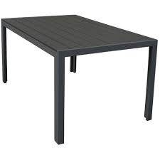 Metal frame and glass table. Polywood Graphite Outdoor Dining Table With Metal Frame Garden Patio Furniture