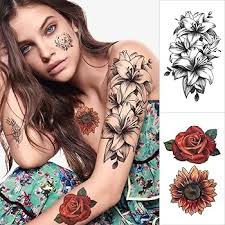 46 Sheets Full Arm Temporary Tattoo for Men with Lion Deer Eagle Flame  Totem Boat Flower Half Arm Temporary Tattoo for Women with Wolf Lion Flame  ...
