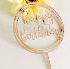 Happy Birthday Rose Gold Cake Topper Happy Birthday Cake Topper Pink Rose Gold Mirror Acrylic Round Circle 16x11cm Unbranded Birthday Cake Toppers Acrylic Cake Topper Happy Birthday Cake Topper