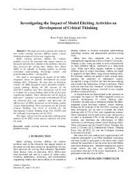 Learn to think like a philosopher (udemy). Pdf Investigating The Impact Of Model Eliciting Activities On Development Of Critical Thinking Brian Frank And Jake Kaupp Academia Edu