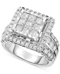 diamond square cluster engagement ring 2 1 2 ct t w in 14k white gold