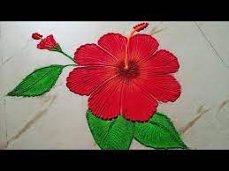 Easy Hibiscus Flower Rangoli Design By Sangeeta Hibiscus Flower Kolam Muggul Rangoli Designs Flower Rangoli Designs For Competition Small Rangoli Design