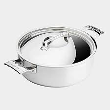 De Buyer Professional 24 Cm Stainless Steel Mont Bleu French Collection Sautg C Pan With Side Handles And Lid 375 French Collection Small Dining Table Stainless