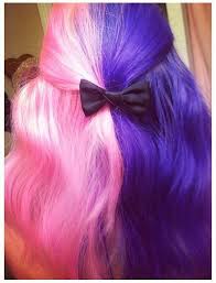 Half Pink Half Purple Hair Cute Bow Too Cotton Candy Hair Dyed Hair Hair Styles