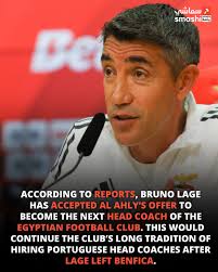 Benfica's former coach, Bruno Lage, is set to become Al Ahly's next head  coach. This comes after the shock decision to sack Lage from Benfica, where  he was replaced by Jose Mourinho. #