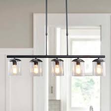 I love to wander the aisles of home depot. Lnc 5 Light Black Chandelier With Clear Glass Shade A03154 The Home Depo Transitional Kitchen Island Lighting Dining Room Lighting Dining Room Light Fixtures