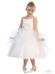 Layered Tulle First Communion Dress With Big Flower Accent Ruffle Flower Girl Dress Flower Girl Dresses First Communion Dresses
