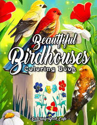 This whimsical bird house is just perfect to remind you that soon your garden will be filled again with the chirping of birds. Beautiful Birdhouses Coloring Book An Adult Coloring Book Featuring Charming Birds Beautiful Birdhouses And Relaxing Nature Scenes Bird Coloring Books 9798743328642 Cafe Coloring Book Books Amazon Com