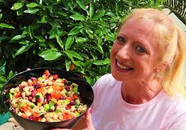 Vegan summer salad with colorful ingredients