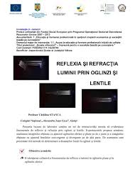 Ca și în lecția precedentă când. Reflexia Si RefracÅ£ia Luminii Prin Oglinzi Si Lentile