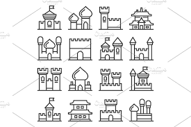 Castle Icon Set On White Background History Infographic Icon Set History Icon