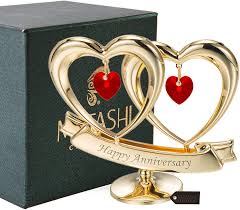 What's the best christmas gift for your husband this year? Amazon Com Matashi 24k Gold Plated Happy Anniversary Double Heart Figurine Ornament With Genuine Crystals Red Crystal Great Gift For Husband Wife Mother Father Cake Topper Wedding Vows Romantic Gifts Furniture