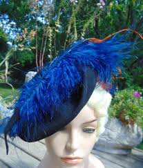 HENRY POLLAK 40S TILT HAT WRAP AROUND VEIL BIG COLORFUL PLUME