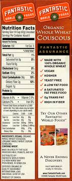* the % daily value (dv) tells you how much a nutrient in a serving of food contributes to a daily diet. Fantastic World Foods Whole Wheat Couscous