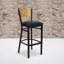 Ac pacific modern light weight industrial metal bucket back barstool, 30 seat height counter stool (set of 2), matte black finish. Flash Furniture Black Slat Back Metal Restaurant Barstool Natural Wood Back Black Vinyl Seat Walmart Com Walmart Com