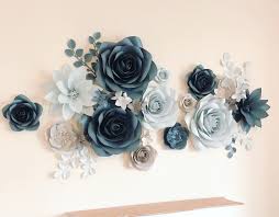 Maybe you would like to learn more about one of these? Teal And Gray Paper Flowers Paper Flower Backdrop Large Etsy