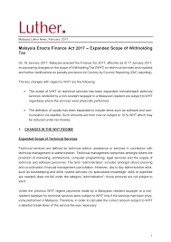 Some components of your salary are exempt from tax, such as telephone bills reimbursement, leave travel allowance. Https Www Luther Lawfirm Com Fileadmin User Upload Pdf Newsletter Malaysia Nl Malaysia Enacts Finance Act 2017 21 02 2017 En Pdf
