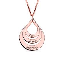 4.4 out of 5 stars. Engraved Drop Shaped Family Name Necklace For Mothers In Rose Gold