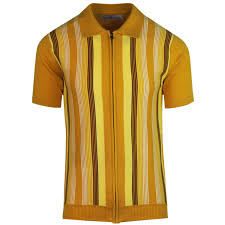 Maybe you would like to learn more about one of these? Capitol Men S 1960s Mod Stripe Zip Thru Knit Polo Top In Golden Glow