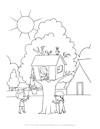 The tree house coloring pages will not make kids boring. Tree House Coloring Pages For Kids Drawing With Crayons