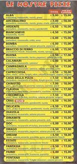 Menu Casa Della Pizza 2 Novara Specialita E Piatti Del Menu Principale