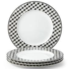 Black And White Plates Set Totally Tikaa Black White Gingham Dinner Plates In 2020 Black And White Dishes Black And White Plates Gingham Decorations