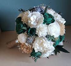 Emerald Green Sola Flower Bouquet Wooden Flower Bouquet Etsy Flower Centerpieces Wedding Sola Flower Bouquet Faux Flowers Wedding